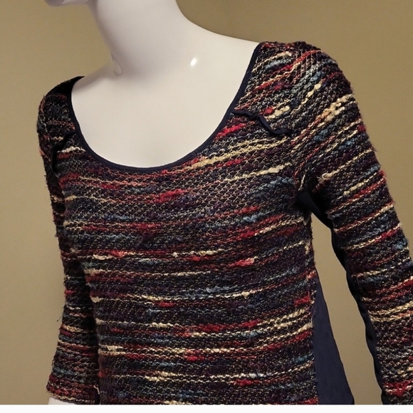 Anthropologie Maeve Blue Multicolored Knit Boucle Textured Tweed Dress - Picture 4 of 8